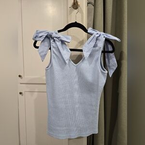 Elegant Light Blue Sleeveless Top with Bow Details